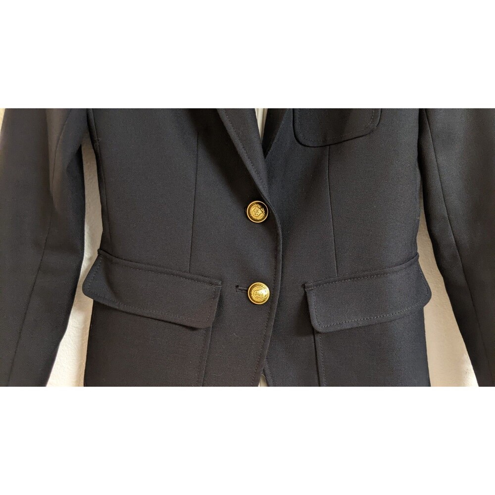 Women's J.CREW 100% Wool Navy Blue SCHOOLBOY 2 Button Blazer 00 Petite - Picture 3 of 15